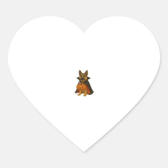 German Bulldog Halloween Dog in Vampire Costume wi Heart Sticker (Front)