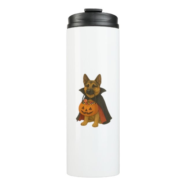 German Bulldog Halloween Dog in Vampire Costume wi Thermal Tumbler (Front)