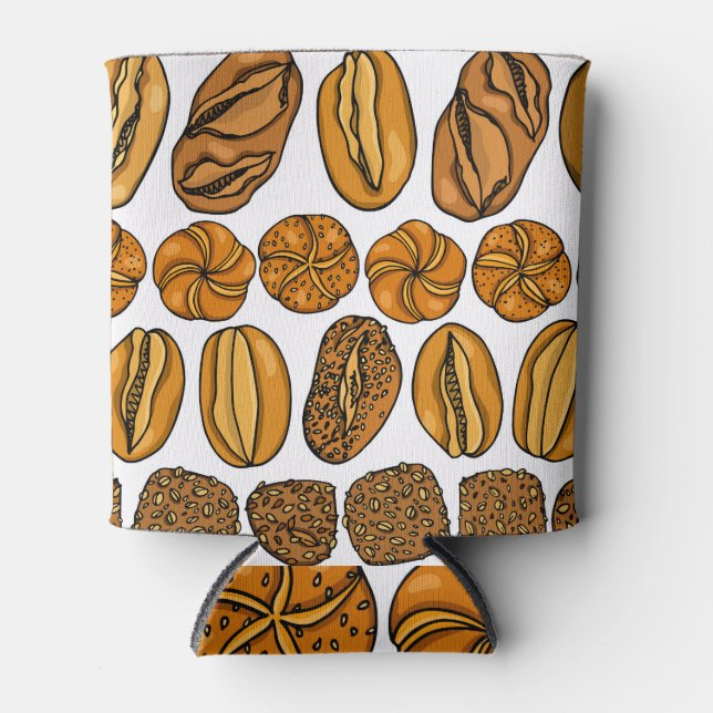 German Buns Loafs Vintage Pattern Can Cooler (Front)