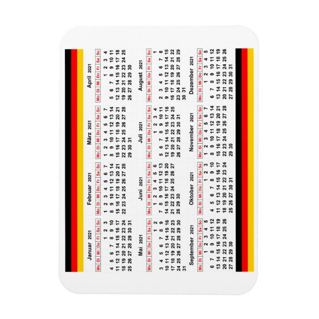 German calendar 2021 magnet (Vertical)