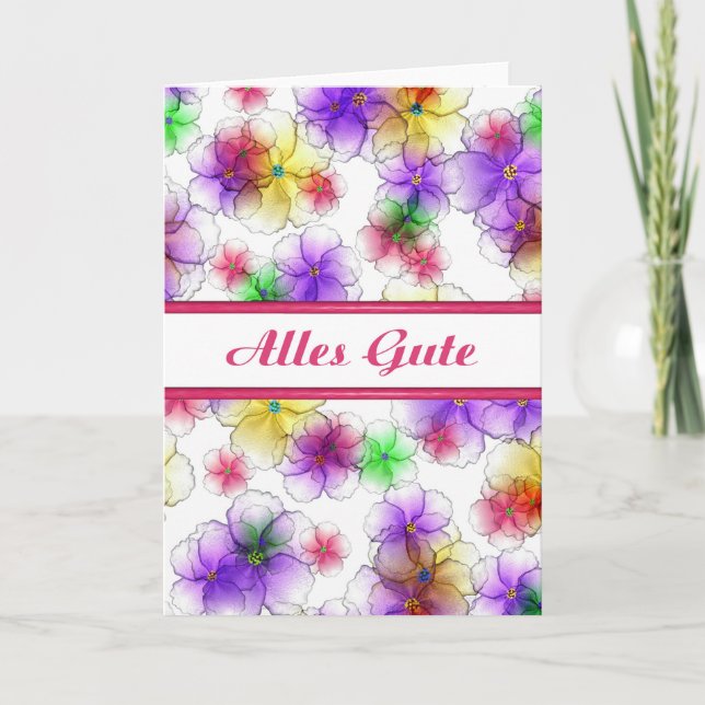 German Candy Flowers Birthday Card- Blank Card (Front)