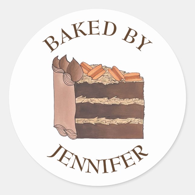 German Chocolate Cake Slice Baked By Homemade Classic Round Sticker (Front)