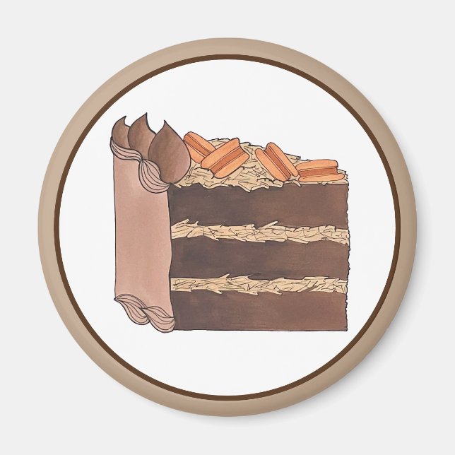 German Chocolate Cake Slice Birthday Party Piece Magnet (Front)