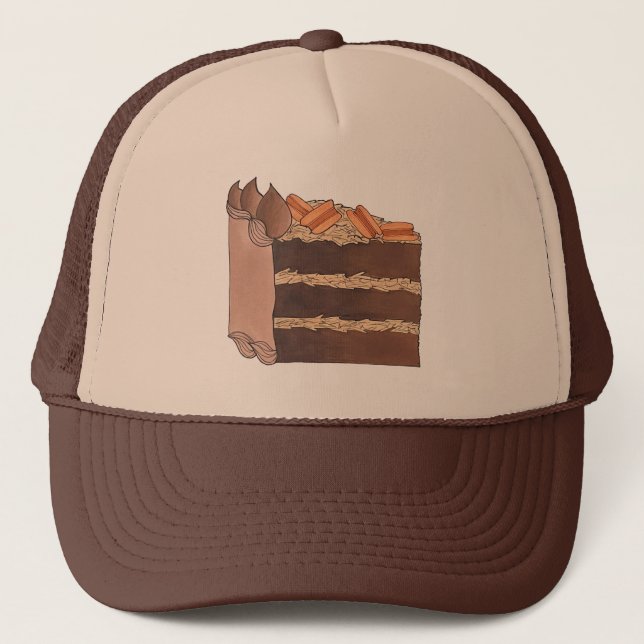 German Chocolate Cake Slice Birthday Party Piece Trucker Hat (Front)