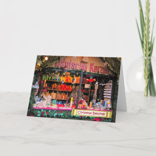 German Christmas, Candles light up Christmas Holiday Card (Front)