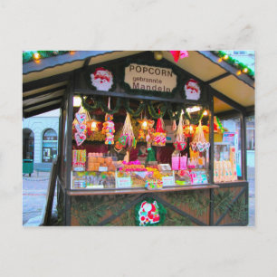 German Christmas, Candy and Popcorn stall Holiday Postcard
