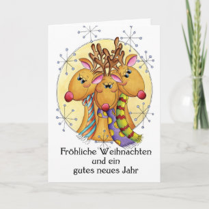 German Christmas Card - Reindeer - Fröhlich Weihn