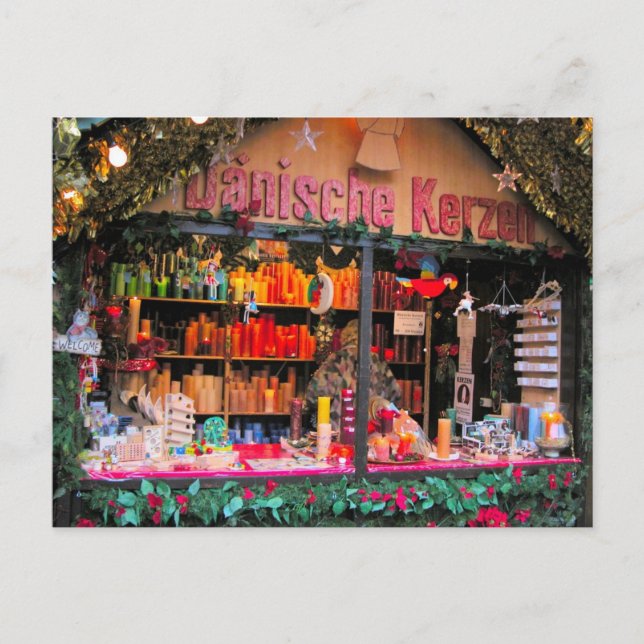 German Christmas Colourful candles Holiday Postcard (Front)