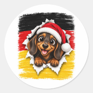German Christmas Dachshund Classic Round Sticker