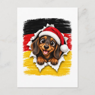 German Christmas Dachshund Invitation Postcard