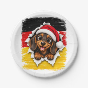 German Christmas Dachshund Paper Plate