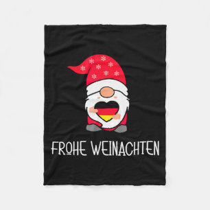 German Christmas Gnome Frohe Weinachten  Fleece Blanket