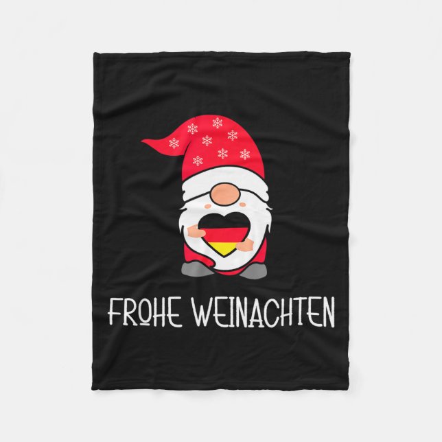 German Christmas Gnome Frohe Weinachten  Fleece Blanket (Front)