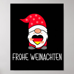 German Christmas Gnome Frohe Weinachten Poster