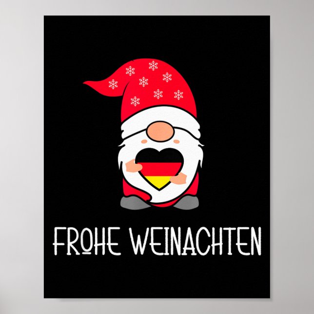 German Christmas Gnome Frohe Weinachten  Poster (Front)