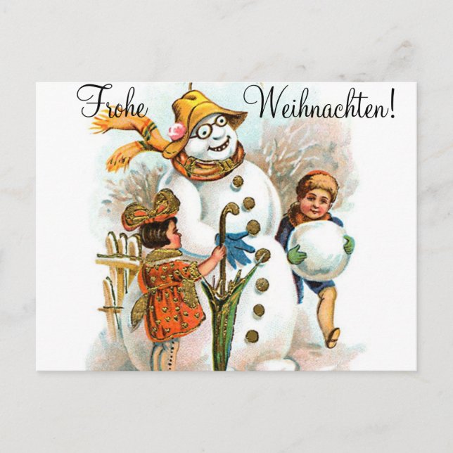 German Christmas Greetings with Christmas Lyrics Holiday Postcard (Front)