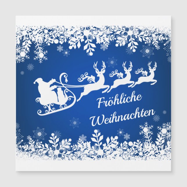 German Christmas, Santa, reindeer Magnetic Card (Front)