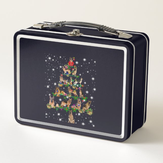 German Christmas Tree Covered By Flashlight Metal Lunch Box (Front)