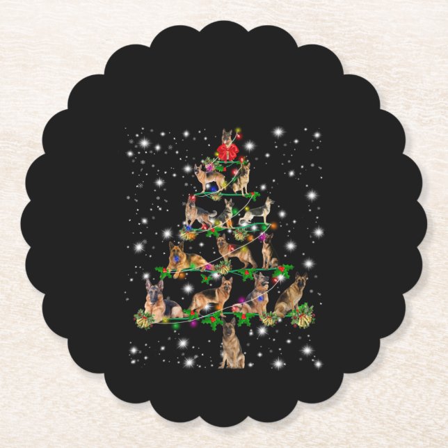 German Christmas Tree Covered By Flashlight Paper Coaster (Front)
