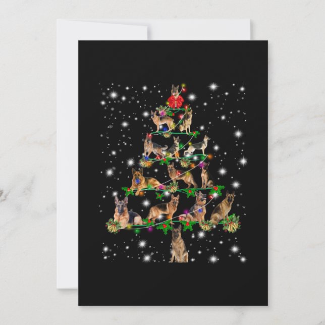 German Christmas Tree Covered By Flashlight Thank You Card (Front)