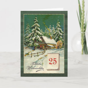 German Christmas - winter forest, December 25, Holiday Card