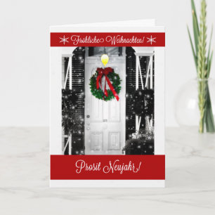 German Christmas Wreath on the Door Holiday Card