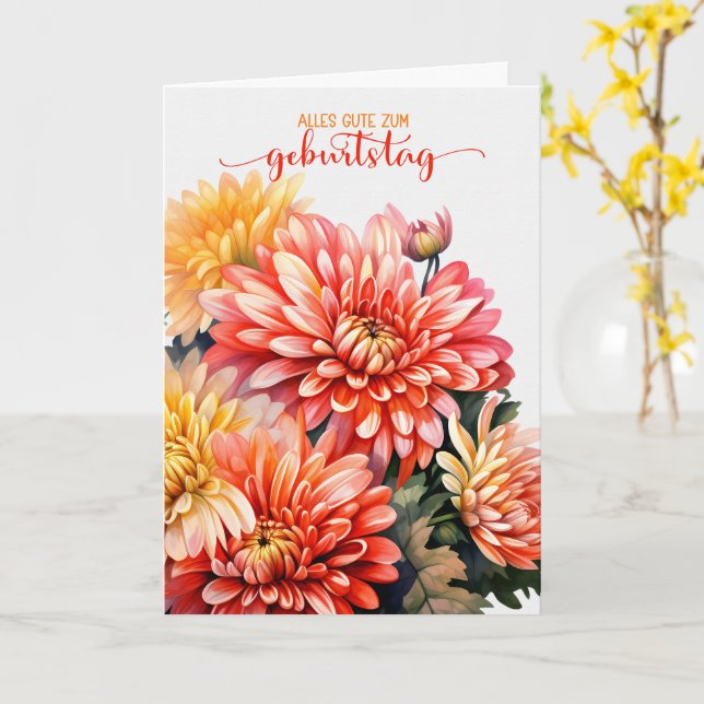 German Chrysanthemums for November Birthday Card (Yellow Flower)