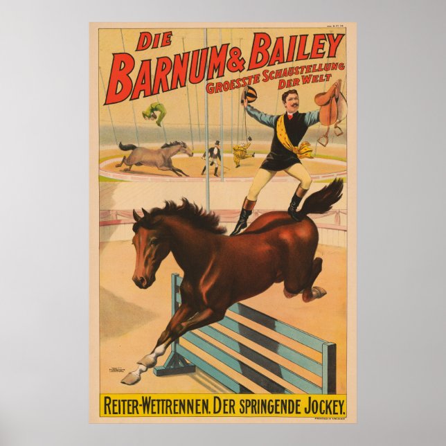 German Circus Poster Of A Man Standing On Horse (Front)