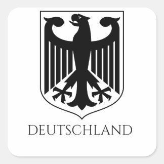 German Coat of Arms Deutschland Black and White Square Sticker