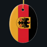 German Coat of Arms Flag Ceramic Tree Decoration<br><div class="desc">The Funniest Ornaments,  T-shirts,  Hoodies,  Stickers,  Buttons and Novelty gifts from http://www.Shirtuosity.com.</div>