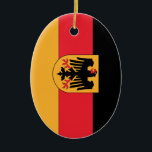 German Coat of Arms Flag Ceramic Tree Decoration<br><div class="desc">The Funniest Ornaments,  T-shirts,  Hoodies,  Stickers,  Buttons and Novelty gifts from http://www.Shirtuosity.com.</div>