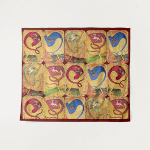 German Court Flags /Dogs,Deers,Falcons,Ducks Tapestry