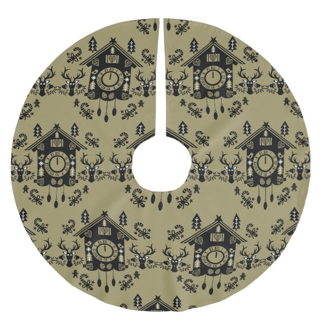German Cuckoo Clock Christmas Brushed Polyester Tree Skirt (Front)