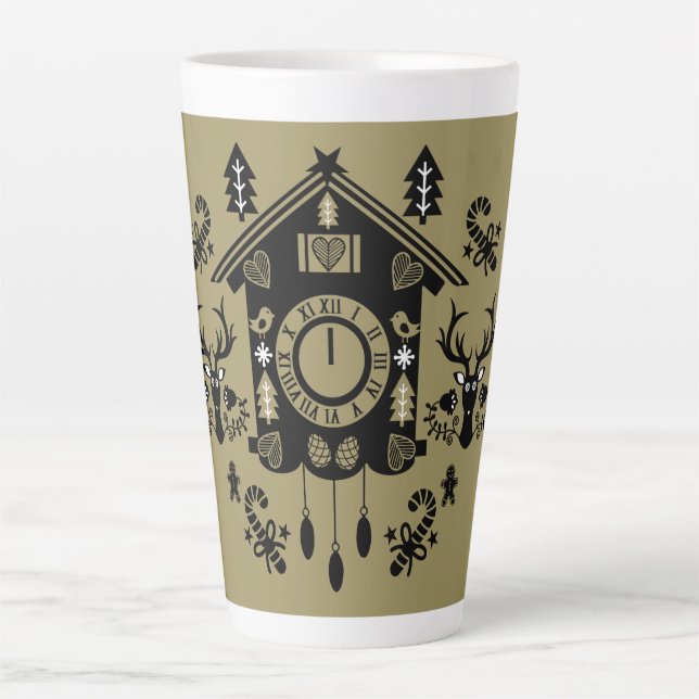 German Cuckoo Clock Christmas Latte Mug (Front)
