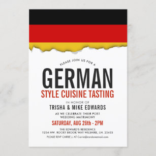 German Cuisine   Party Flag White Invite