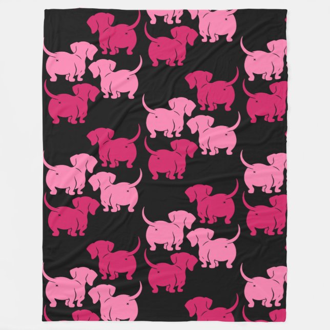 German Dachshund Dog Patterns Fleece Blanket (Front)