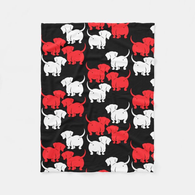 German Dachshund Dog Patterns Fleece Blanket (Front)