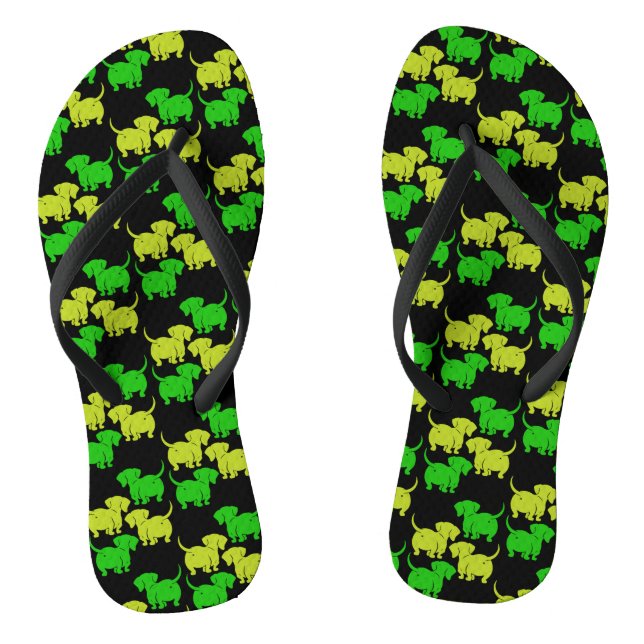 German Dachshund Dog Patterns Flip Flops (Footbed)