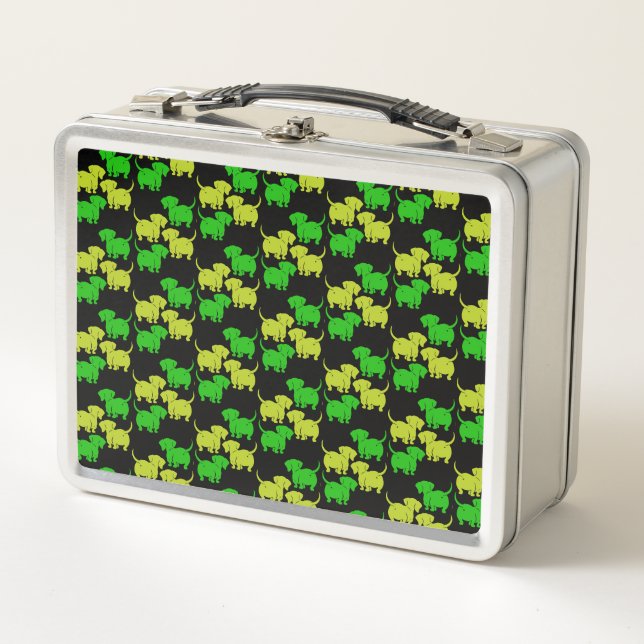 German Dachshund Dog Patterns Metal Lunch Box (Front)