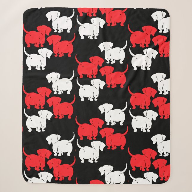 German Dachshund Dog Patterns Sherpa Blanket (Front)