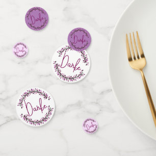 German Danke Typography Chic Purple Leaf Wreath Confetti