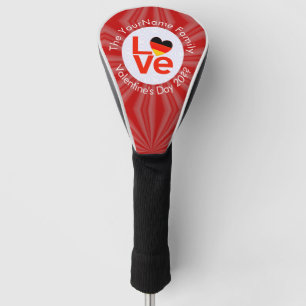 German Deutsch Heart Red LOVE Flag Personalised Golf Head Cover