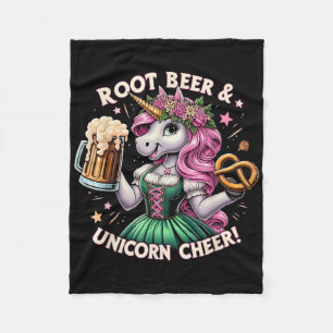 German Drindl Unicorn Beer Pretzel Funny Party  Fleece Blanket