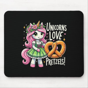German Drindl Unicorn Love Pretzels Funny Kids Mouse Mat