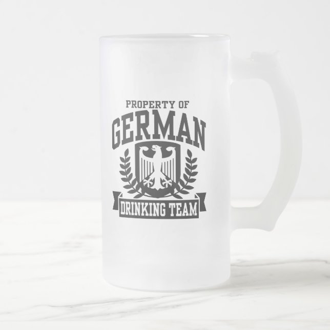 German Drinking Team Frosted Glass Beer Mug (Right)