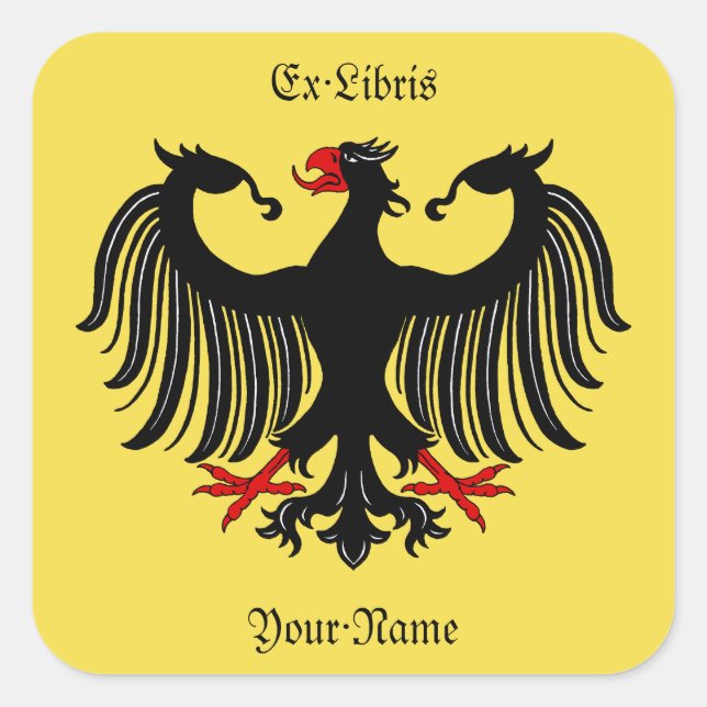 German Eagle Bookplate Square Sticker (Front)