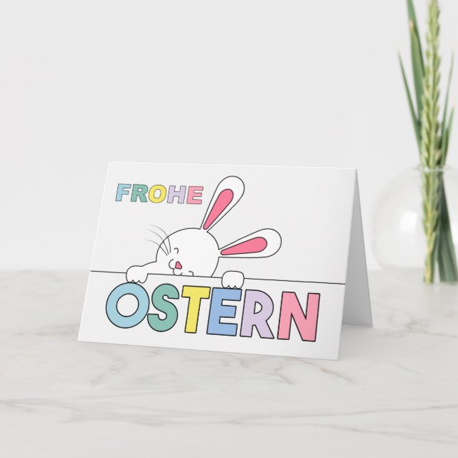GERMAN Easter Bunny Pastel Hues Card (Front)