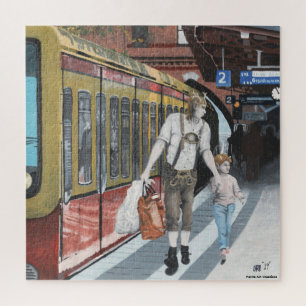 German Elf Train Trip Fantasy Large Jigsaw Puzzle