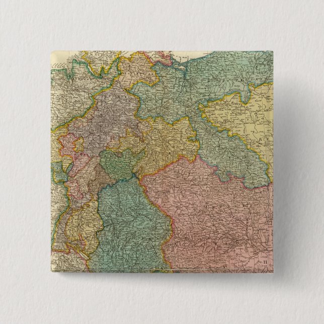 German Empire Atlas Map 15 Cm Square Badge (Front)