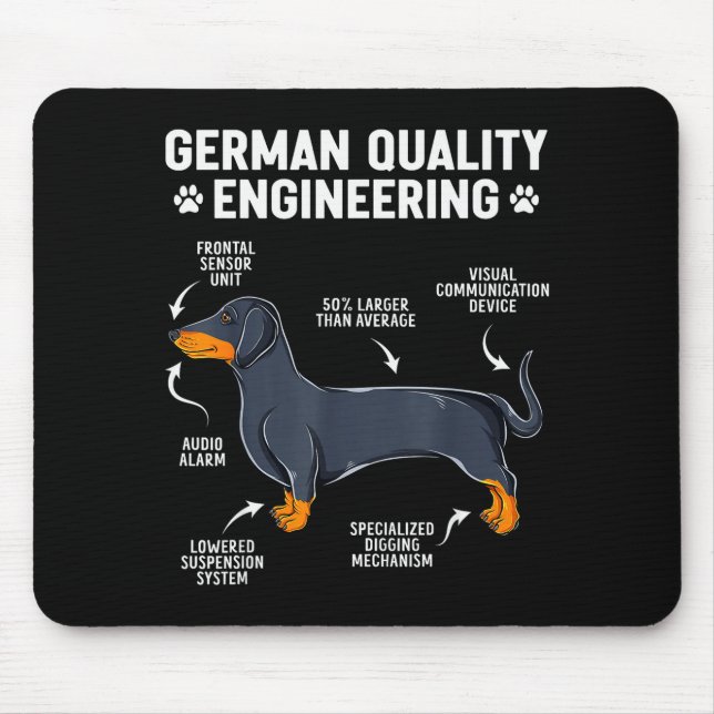 German Engineering Dachshund Lover Funny Doxie Dog Mouse Mat (Front)